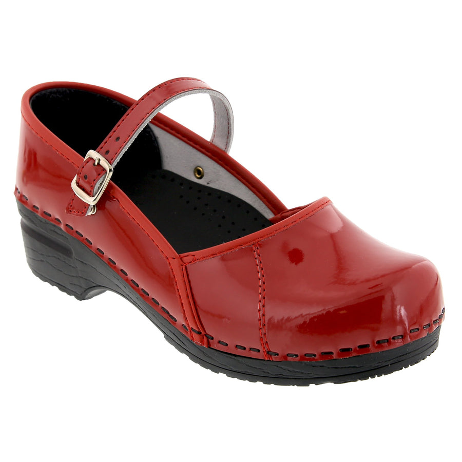 patent leather clogs