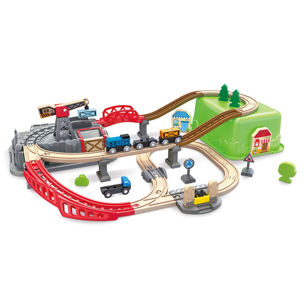 hape railway bucket builder train set