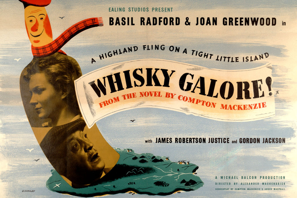 Vintage poster for the 1949 film Whisky Galore, screened at North Uist Distillery