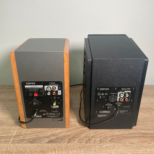 Edifier R1280DB & Edifier R1700BT Rear Connections Side By Side