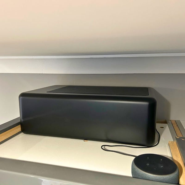 Q Acoustics 7060S Subwoofer Installed On Top Of Kitchen Units