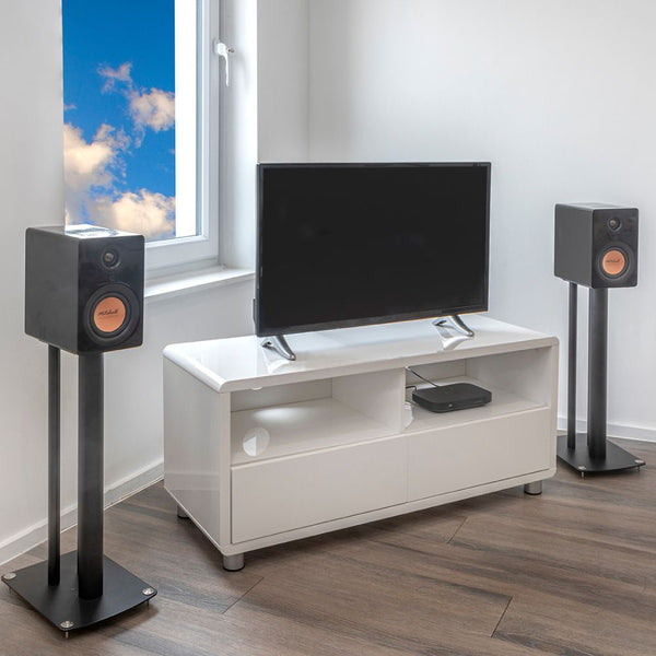 Mitchell Acoustics uStream One Bookshelf Speakers On Speaker Stands