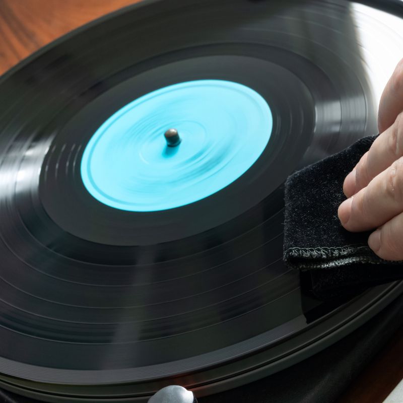 Cleaning Vinyl Record With Cloth