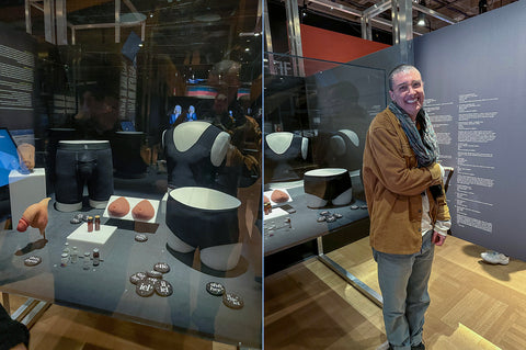 CEO of Origami Customs Rae Hill seeing their products in the "Love Me Genre” exhibit at the Musée de la Civilisation in Quebec City