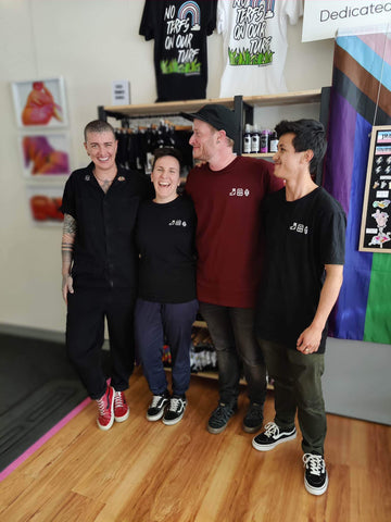 Rae from origami custom with the staff of sock drawer heroes, syndey australia 