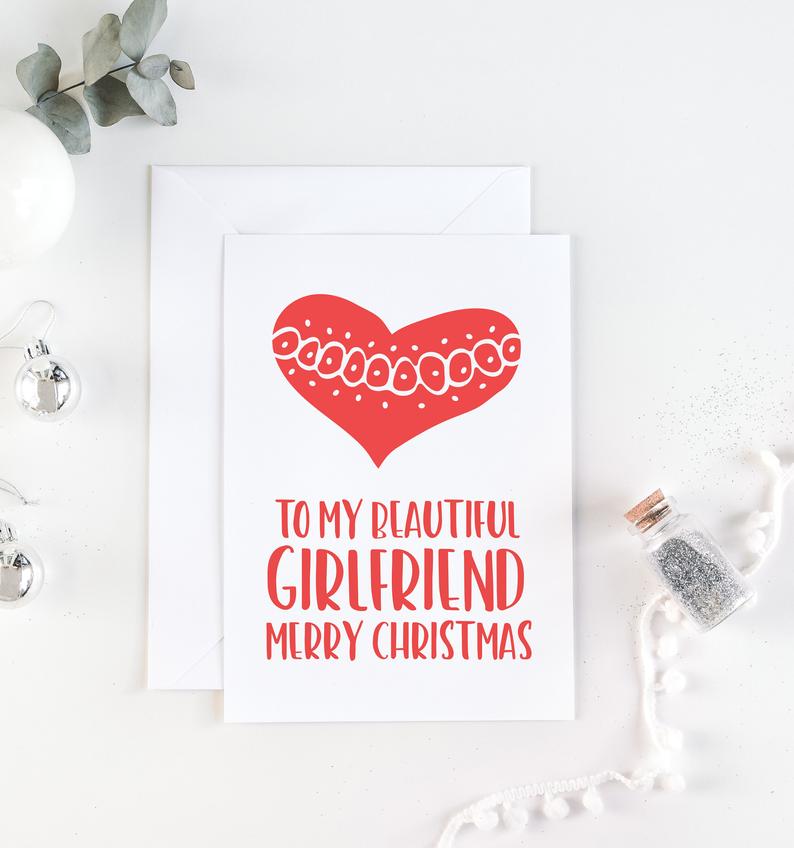 Girlfriend Christmas Card, Romantic Christmas Card for Her