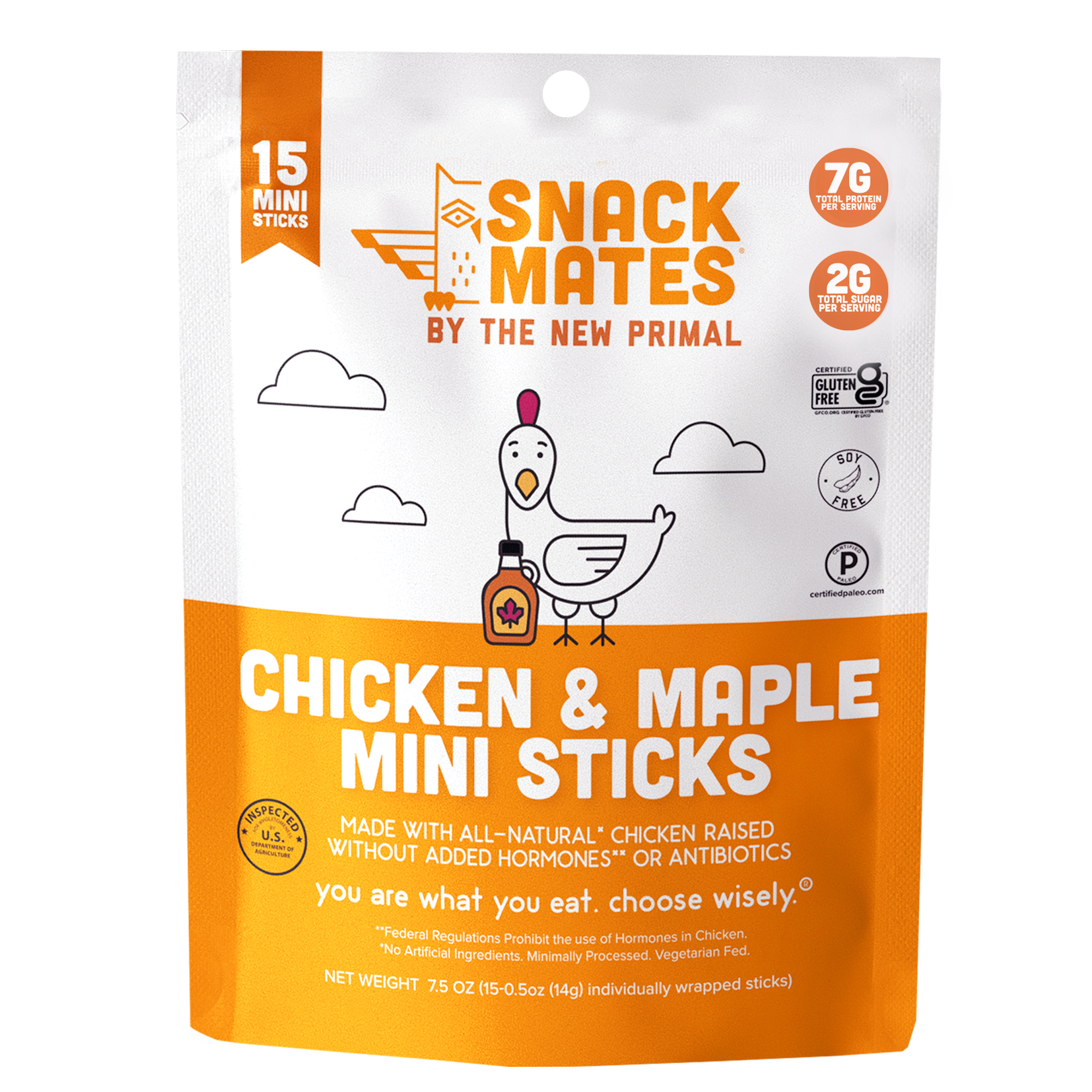 Snack Mates Chicken & Maple Mini Meat Sticks Value Pack, All-Natural Chicken (15 Mini-Sticks)