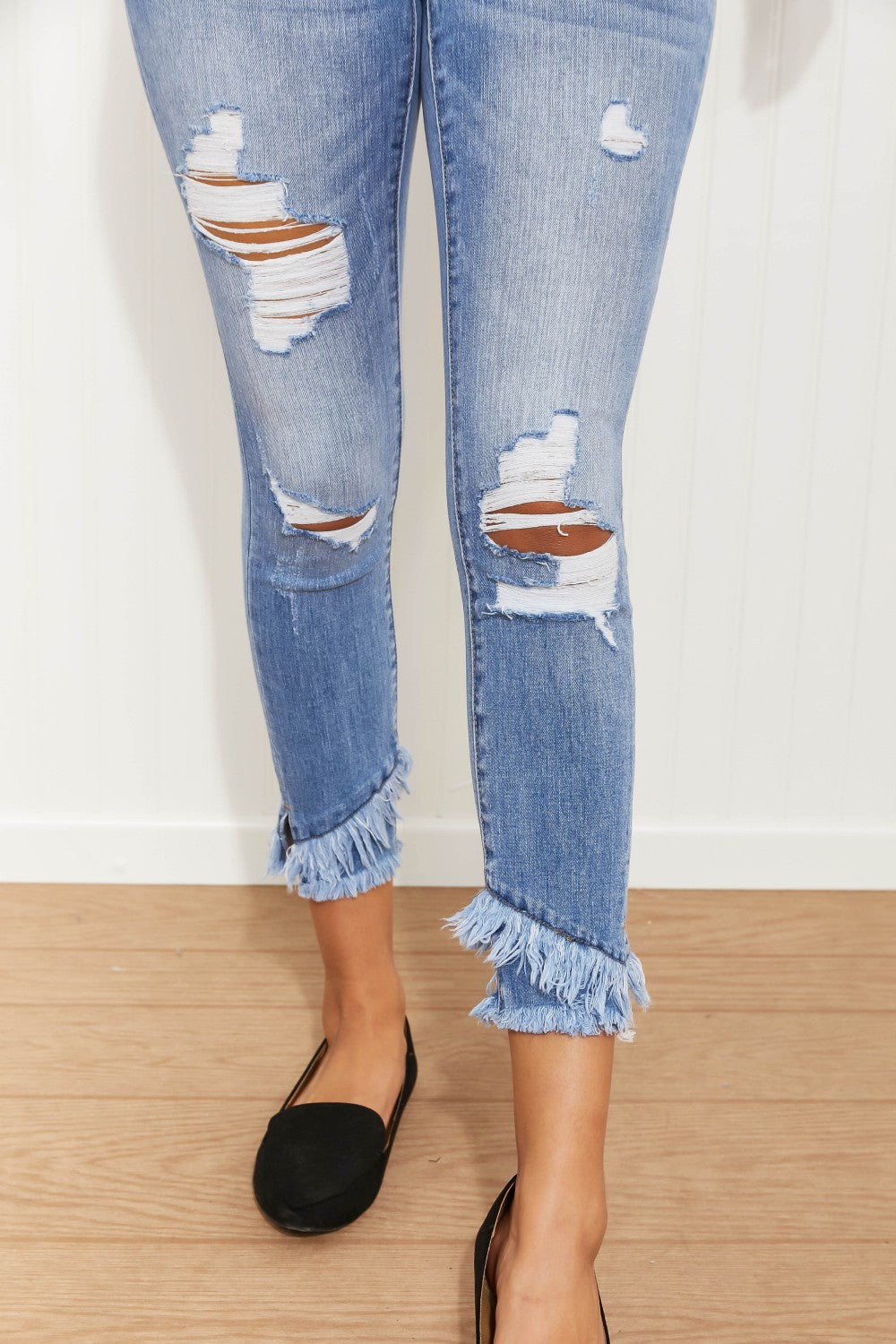 Zenana Katrina Full Size Mid-Rise Distressed Skinny Jeans