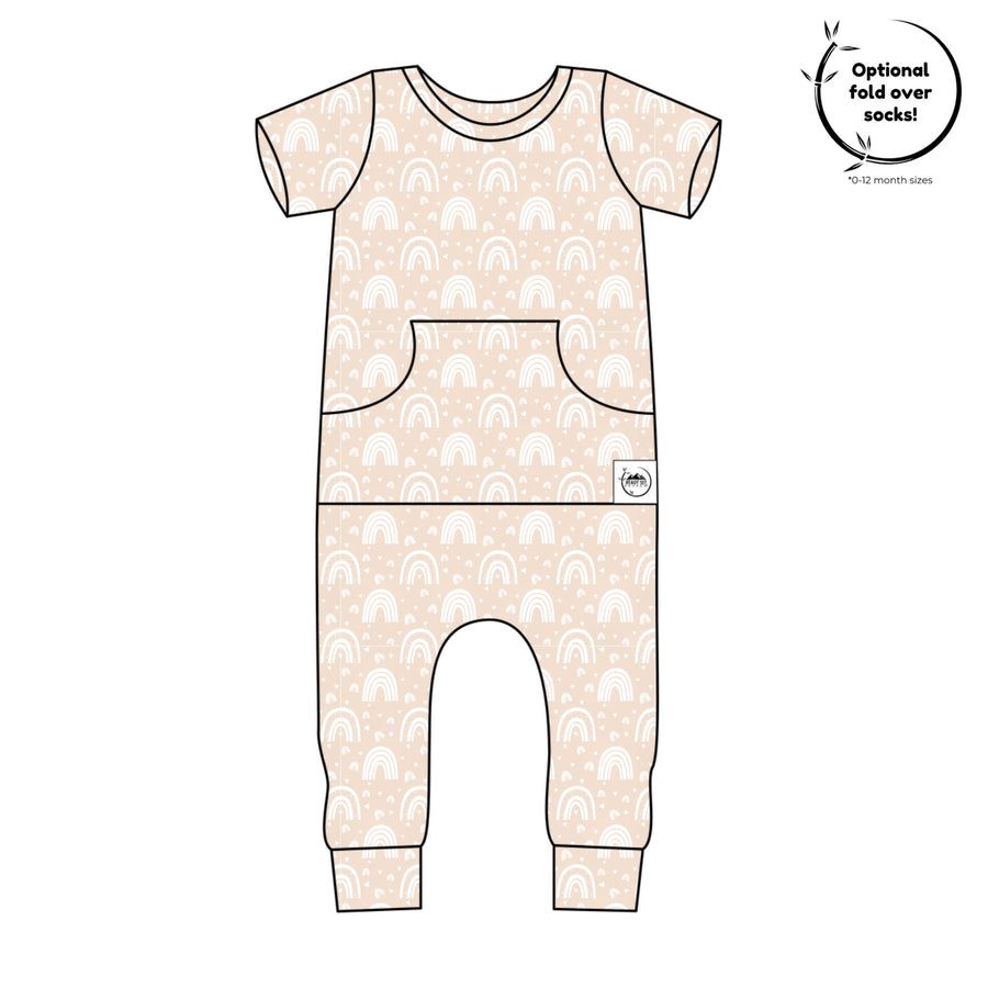 Front Opening Romper in Tawny Rainbows | Bamboo Viscose