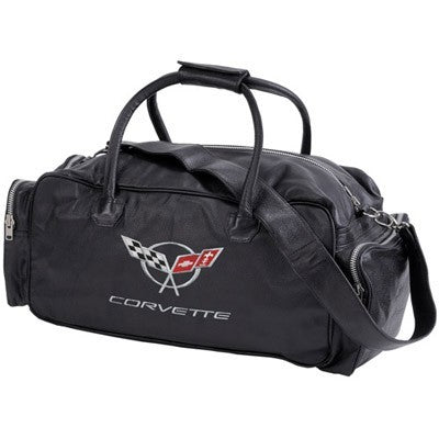 Corvette C7 Leather Duffel Bag With C7 Crossed Flags Logo