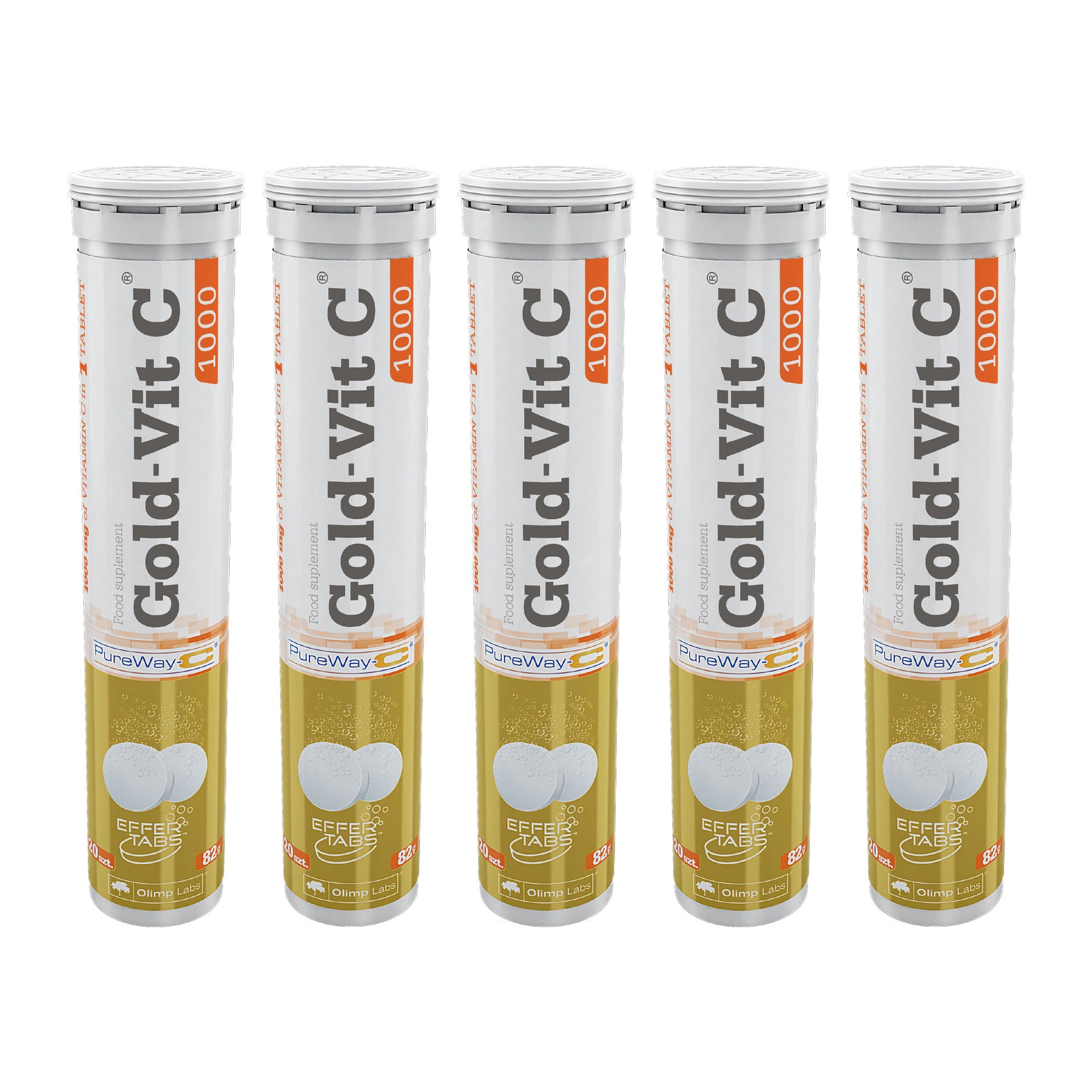 Pack 5 Vitamina C Efervescente 1000 Mg Tabletas Welly Store
