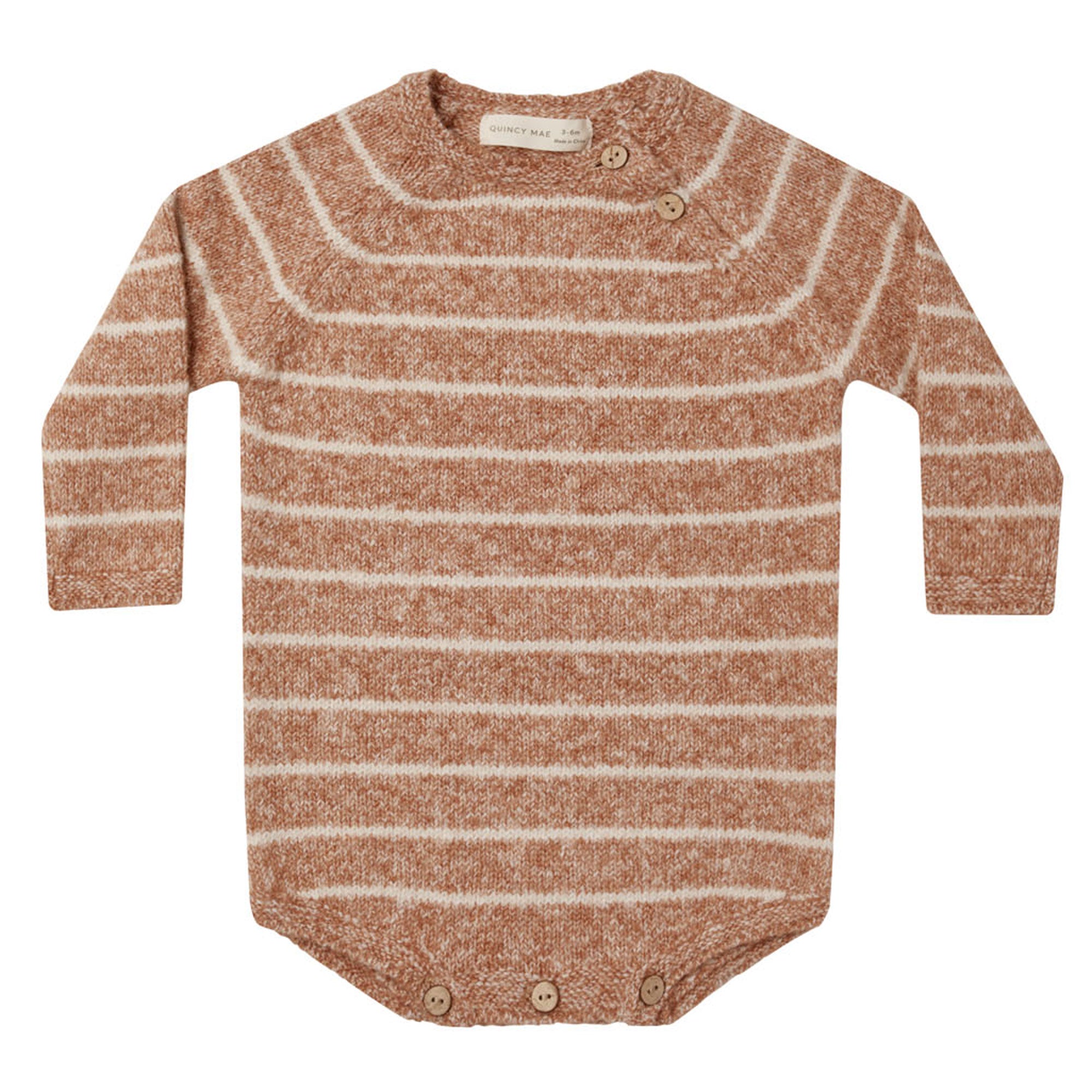 Quincy Mae Riggens Romper - Cinnamon Stripe