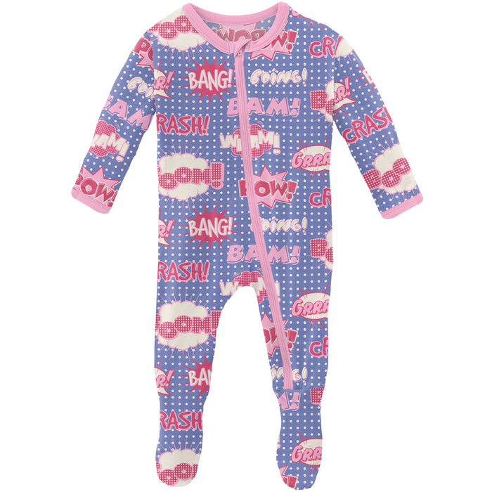 Kickee Pants Size 0-3 Months Holiday Hippo Bamboo Footie Sleeper