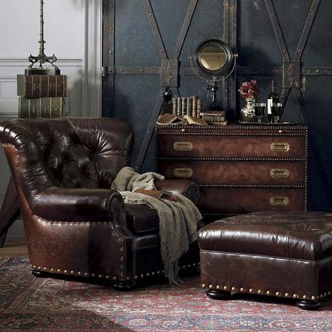 ralph lauren writer's chair and ottoman