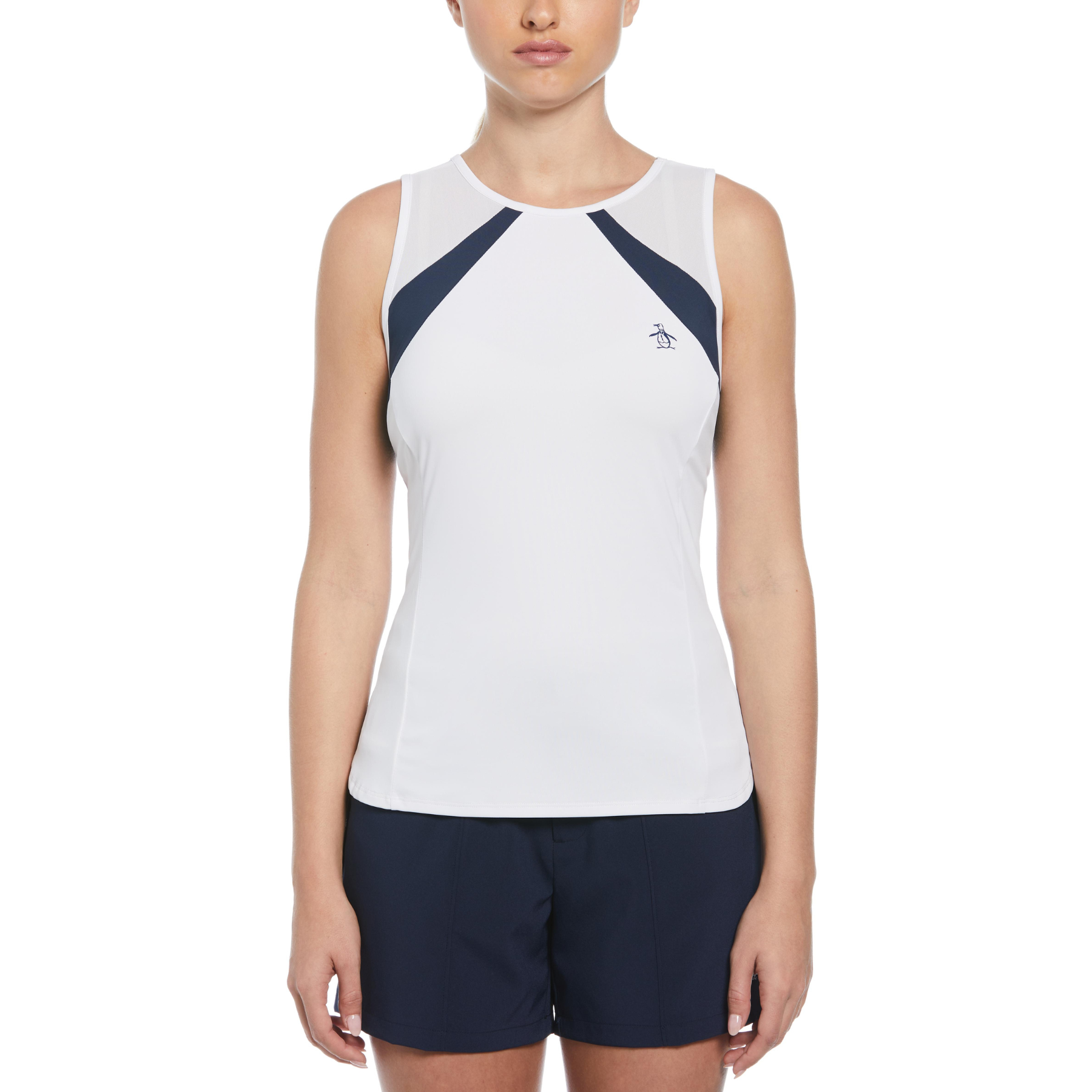 View Womens Color Block Tennis Tank Top In Bright White information
