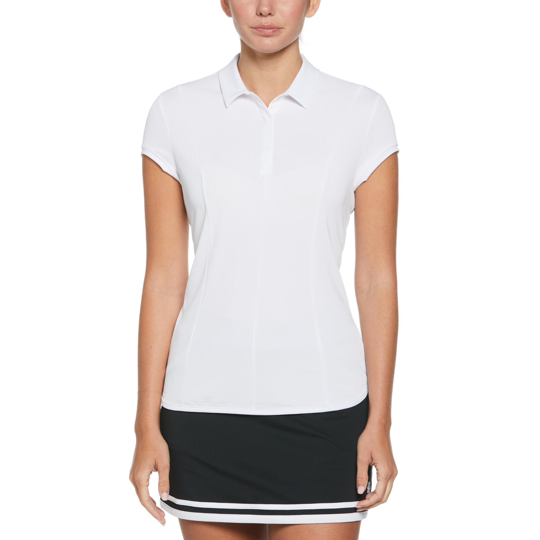 View Womens Cap Sleeve Directional Golf TShirt In Bright White information