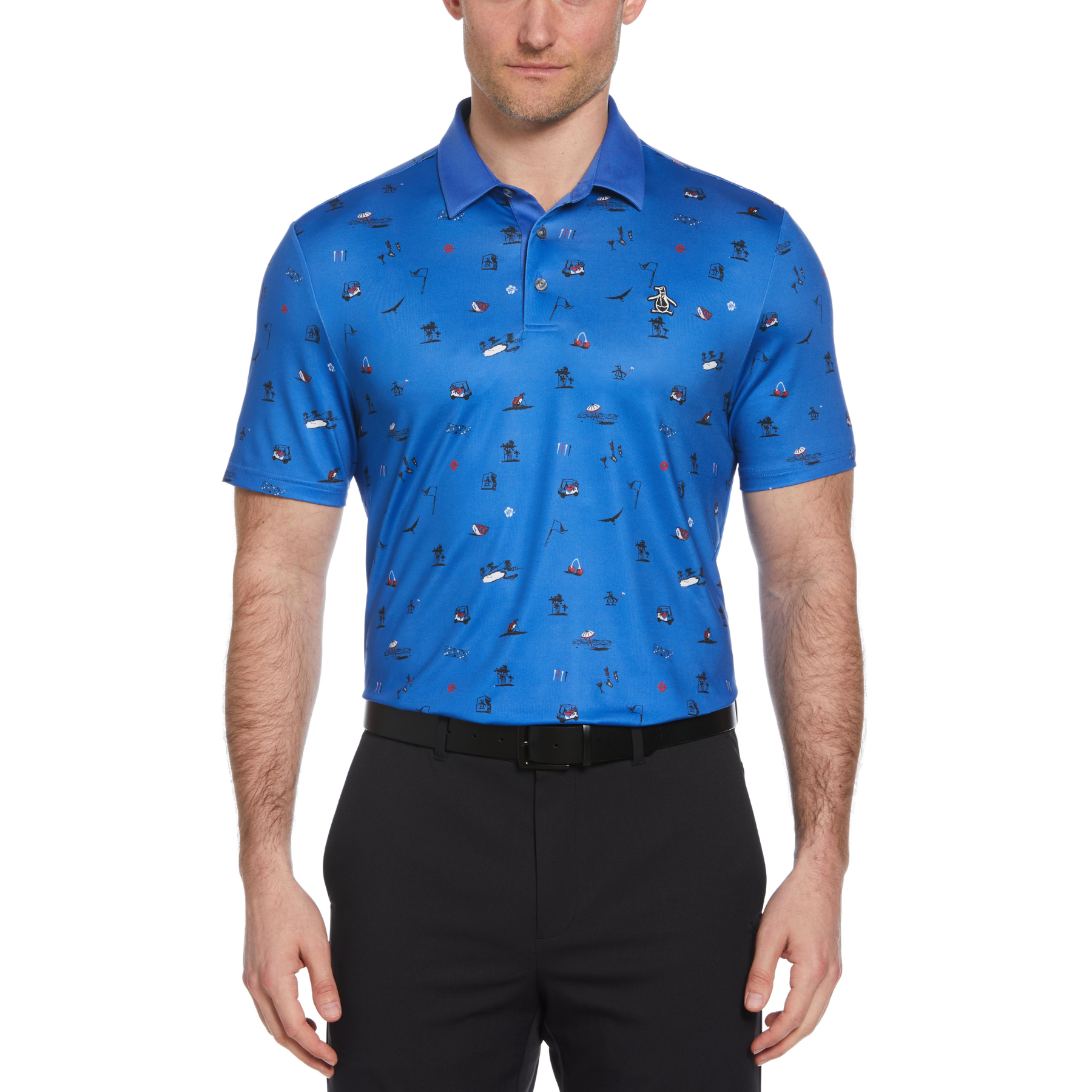 View Novelty Golf Print Short Sleeve Golf Polo Shirt In Nebulas information