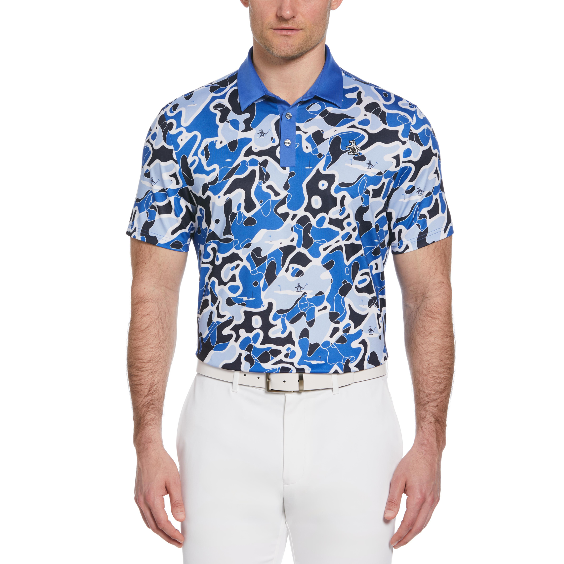 View Bunker Print Short Sleeve Golf Polo Shirt In Nebulas information