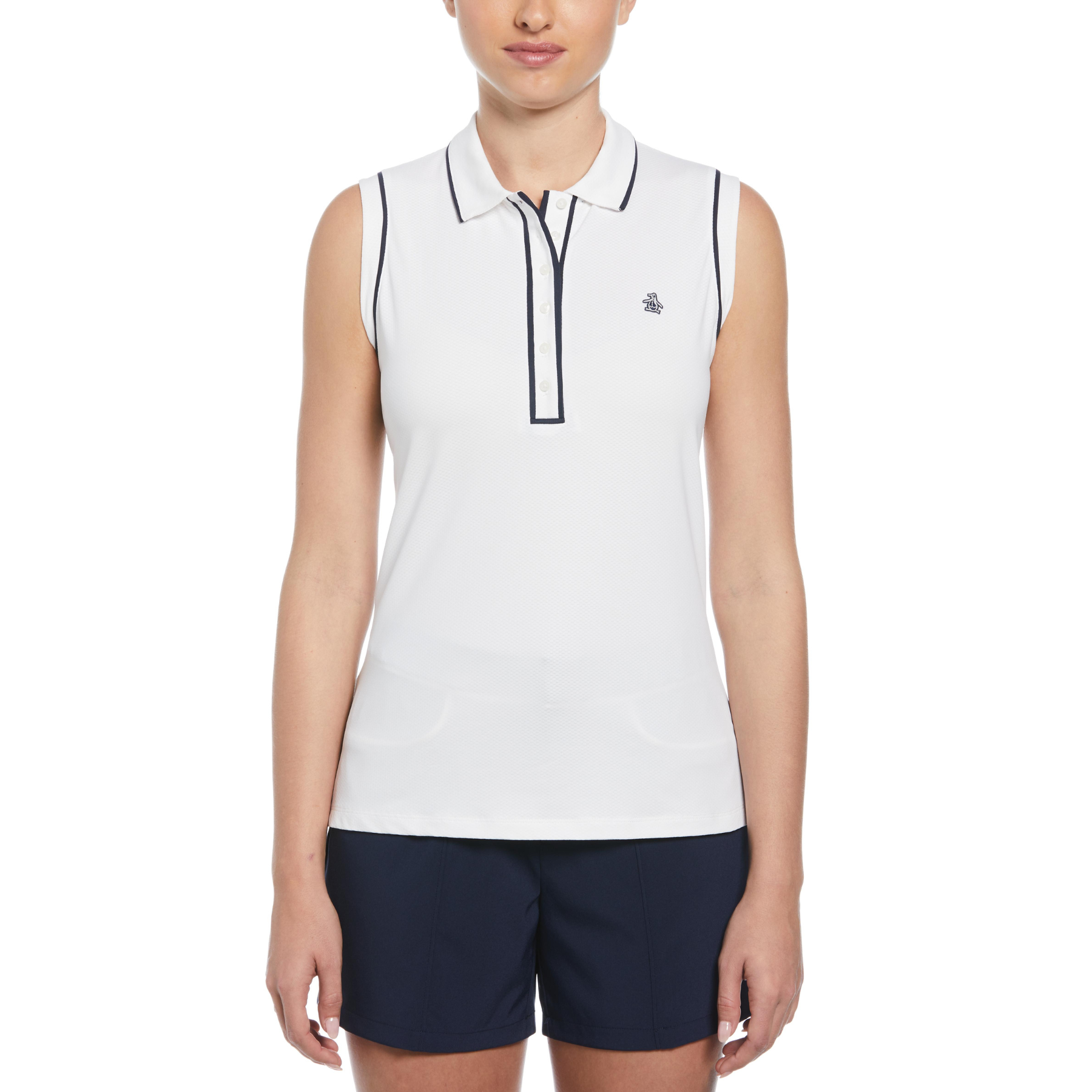 View Womens Veronica Sleeveless Golf Polo Shirt In Bright White information