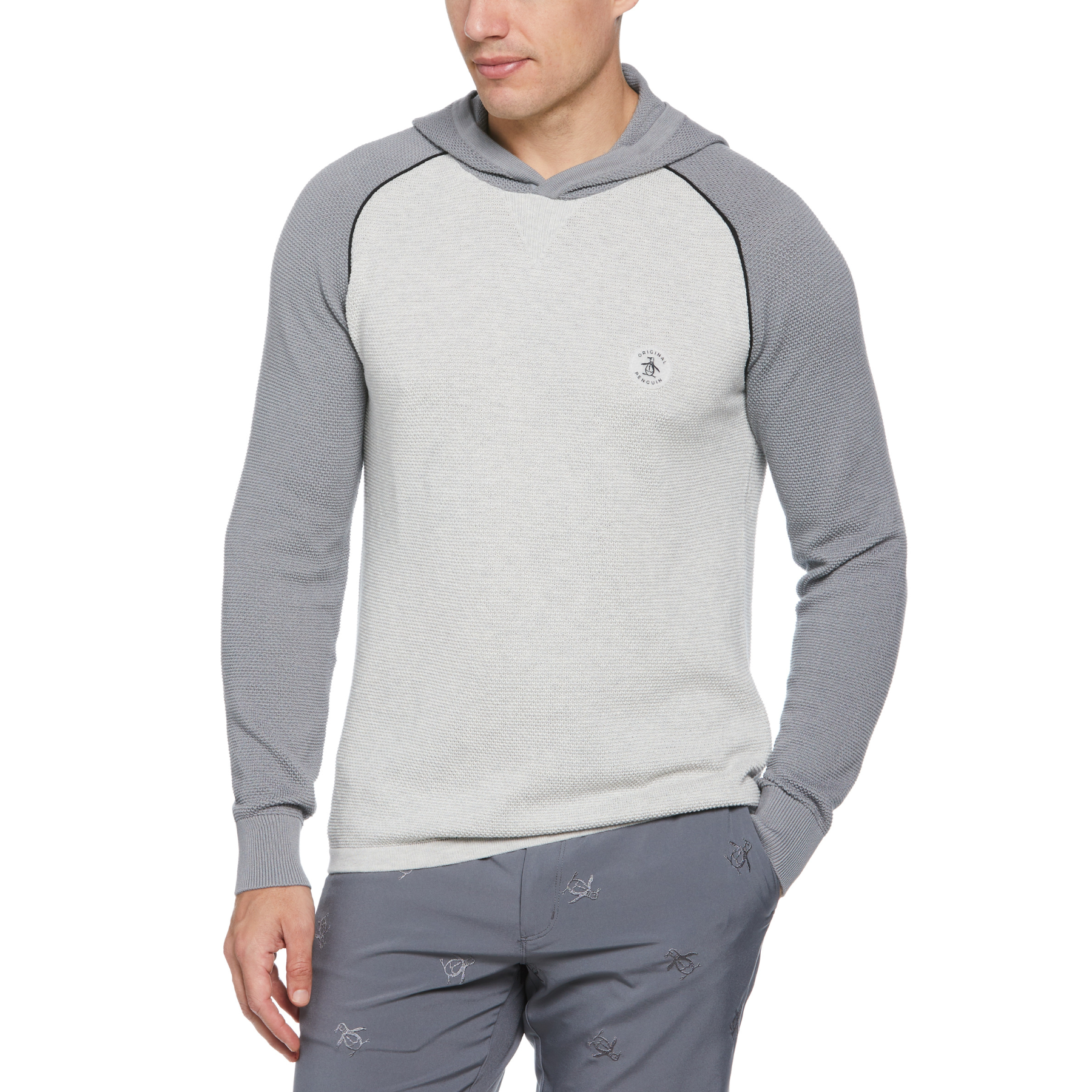 View Heritage Colour Block Golf Hoodie In Pearl Grey Heather information