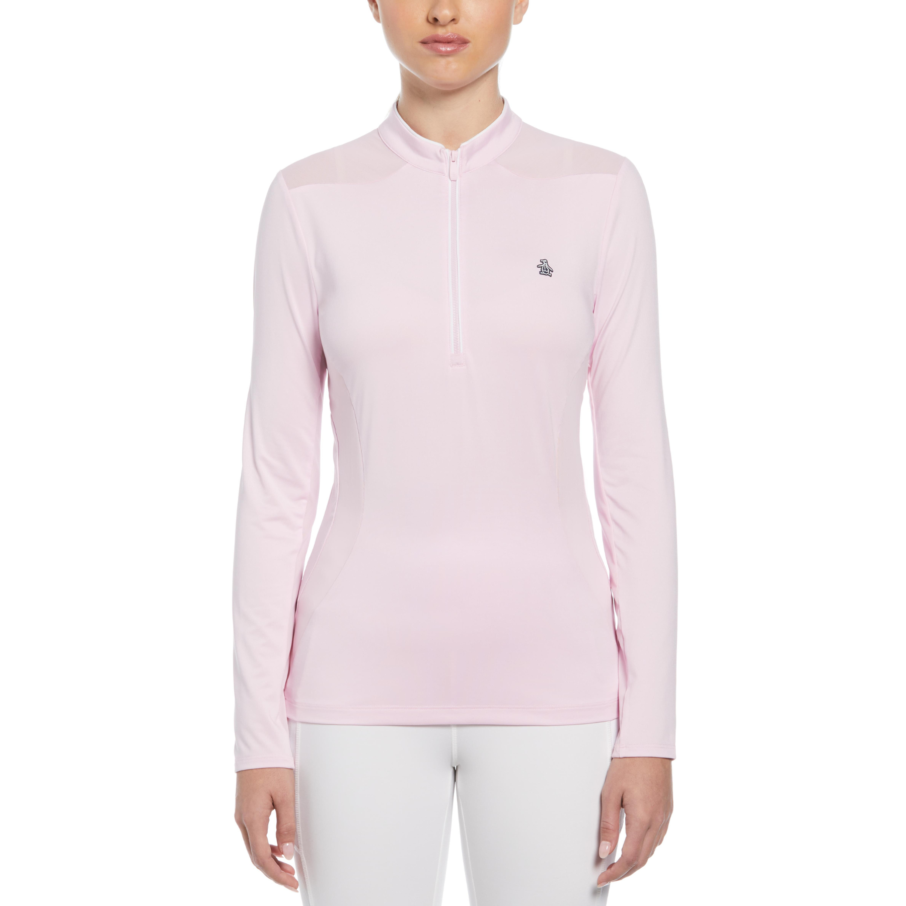 View Womens 14 Zip Layering Long Sleeve Golf Shirt In Gelato Pink information