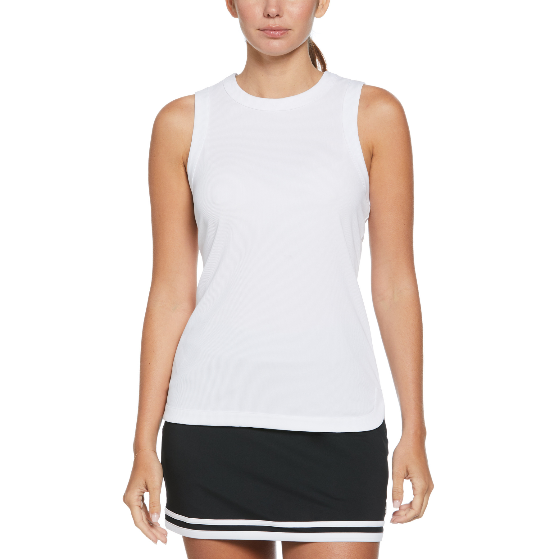 View Womens Essential Rib Tennis Tank Top In Bright White information