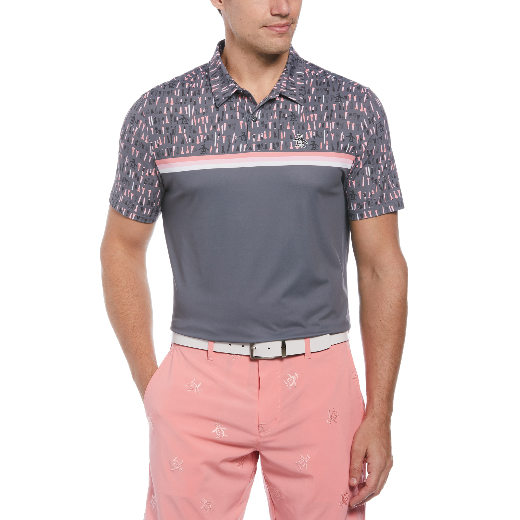 View Broken Tees Print Short Sleeve Golf Polo Shirt In Quiet Shade information