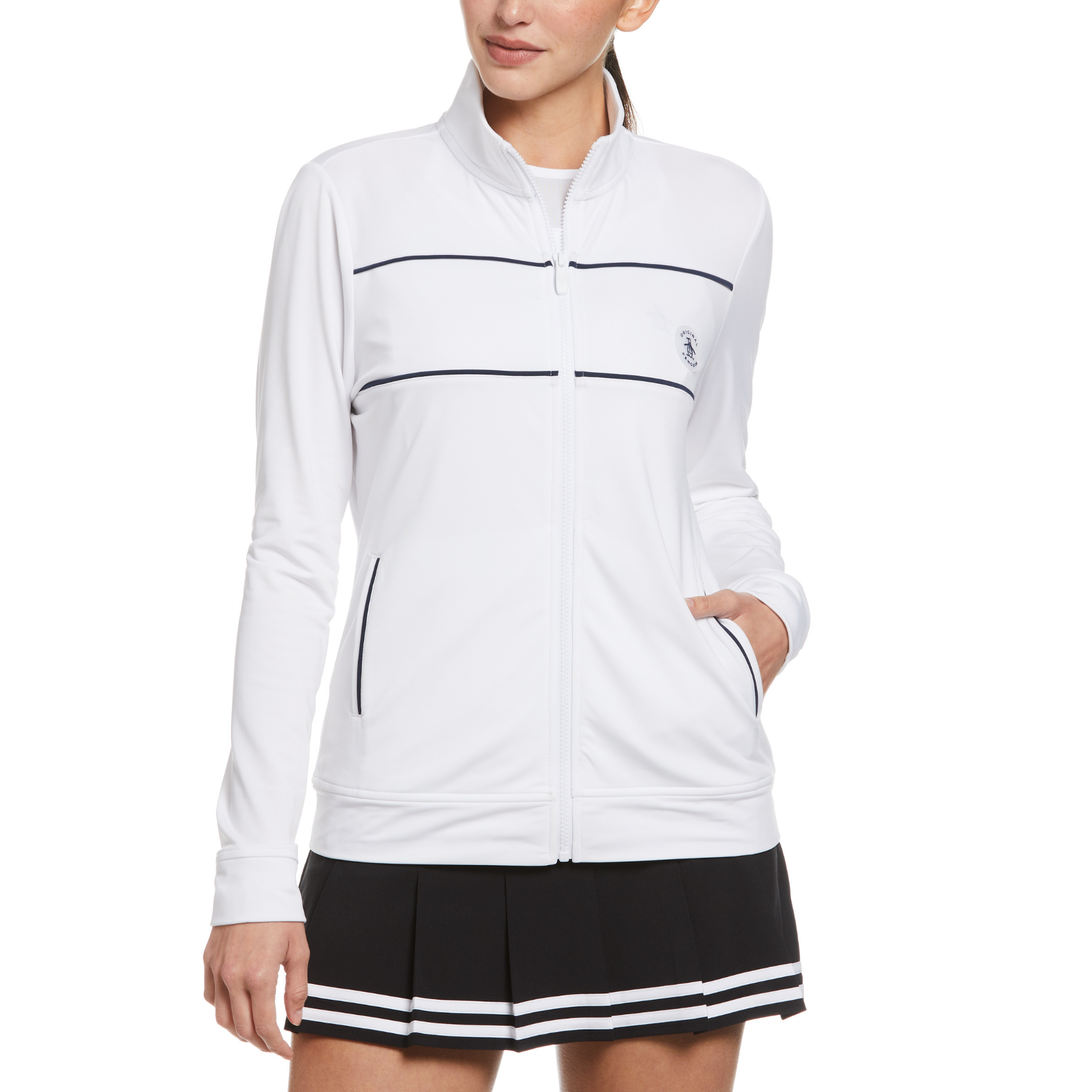 View Original Penguin Womens Tennis Track Jacket In Bright White White Womens information