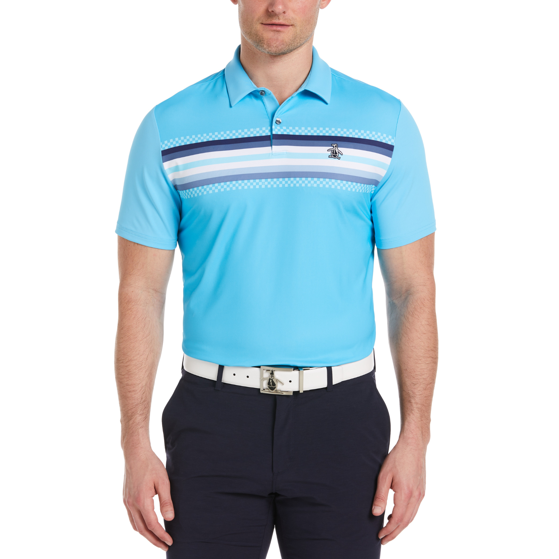 View Engineered Coastal Ombre Print Golf Polo Shirt In Aquarius information