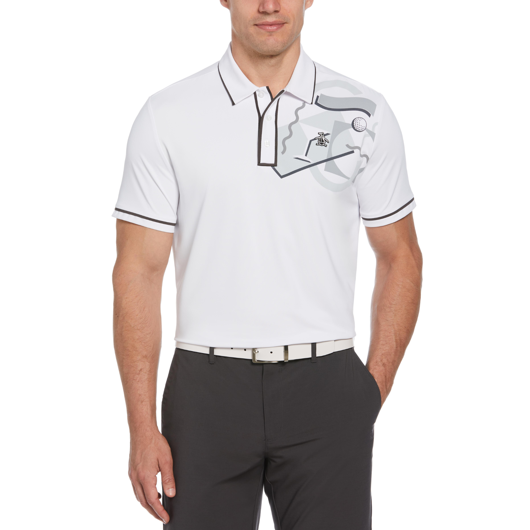 View Short Sleeve 80s Engineered Earl Golf Polo Shirt In Bright White information