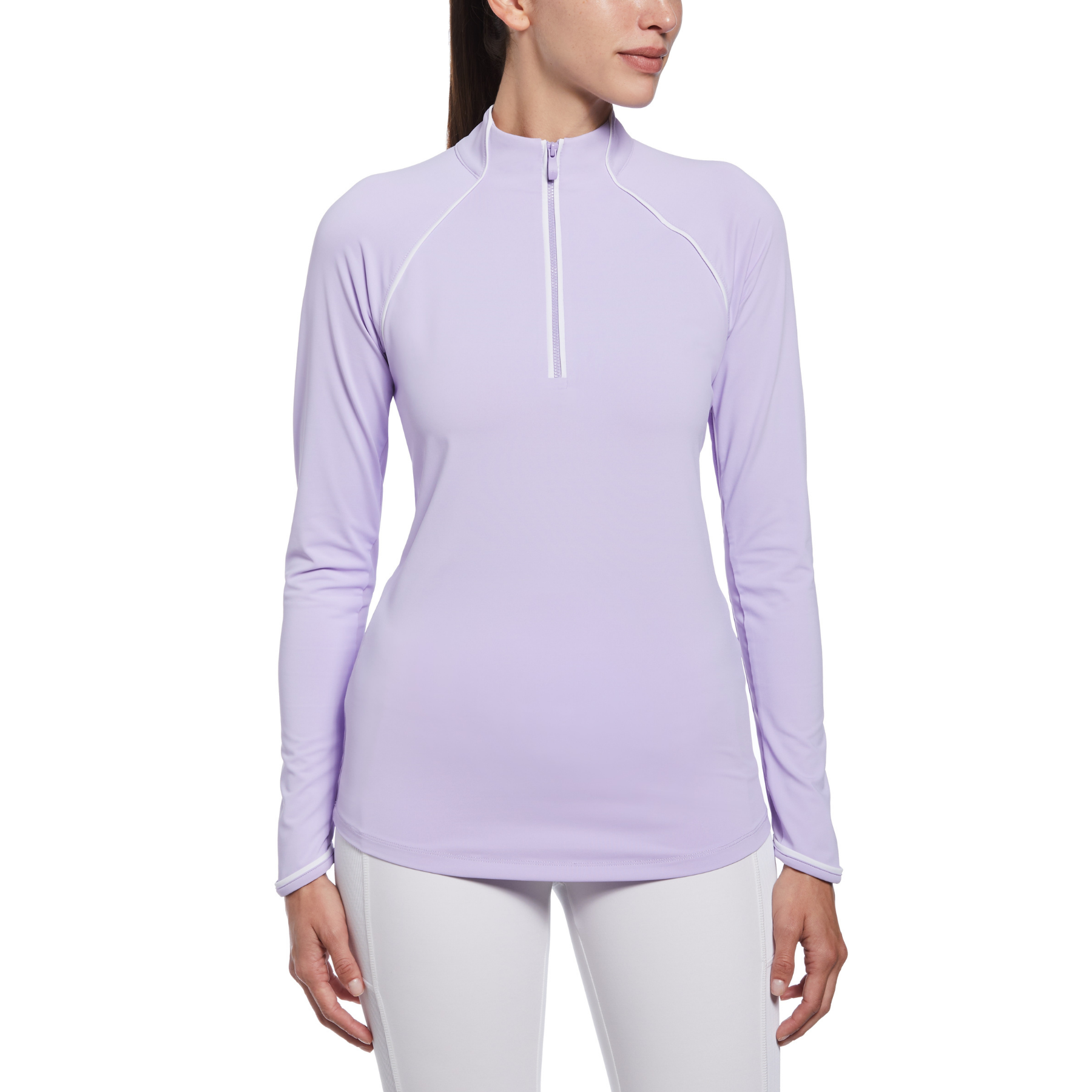 View Womens Womens Long Sleeve Quarter Zip Tennis Sweatshirt In Lavender information