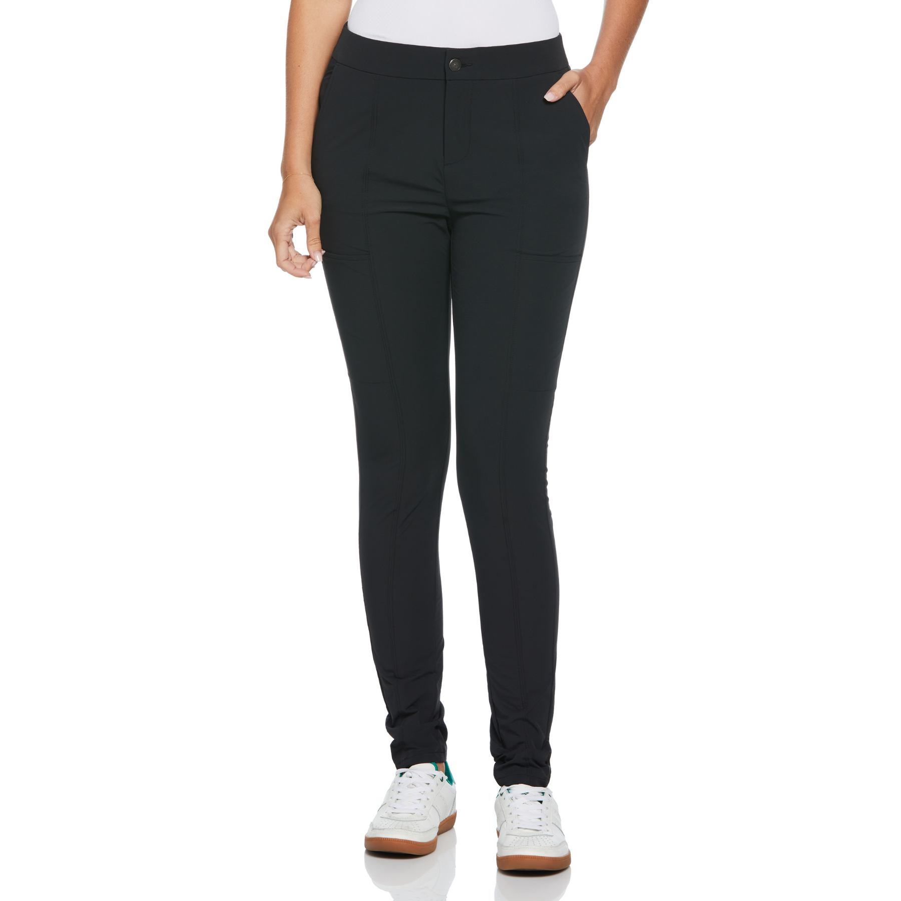 View Womens Dobby Back Slim Fit Golf Trousers In Caviar information