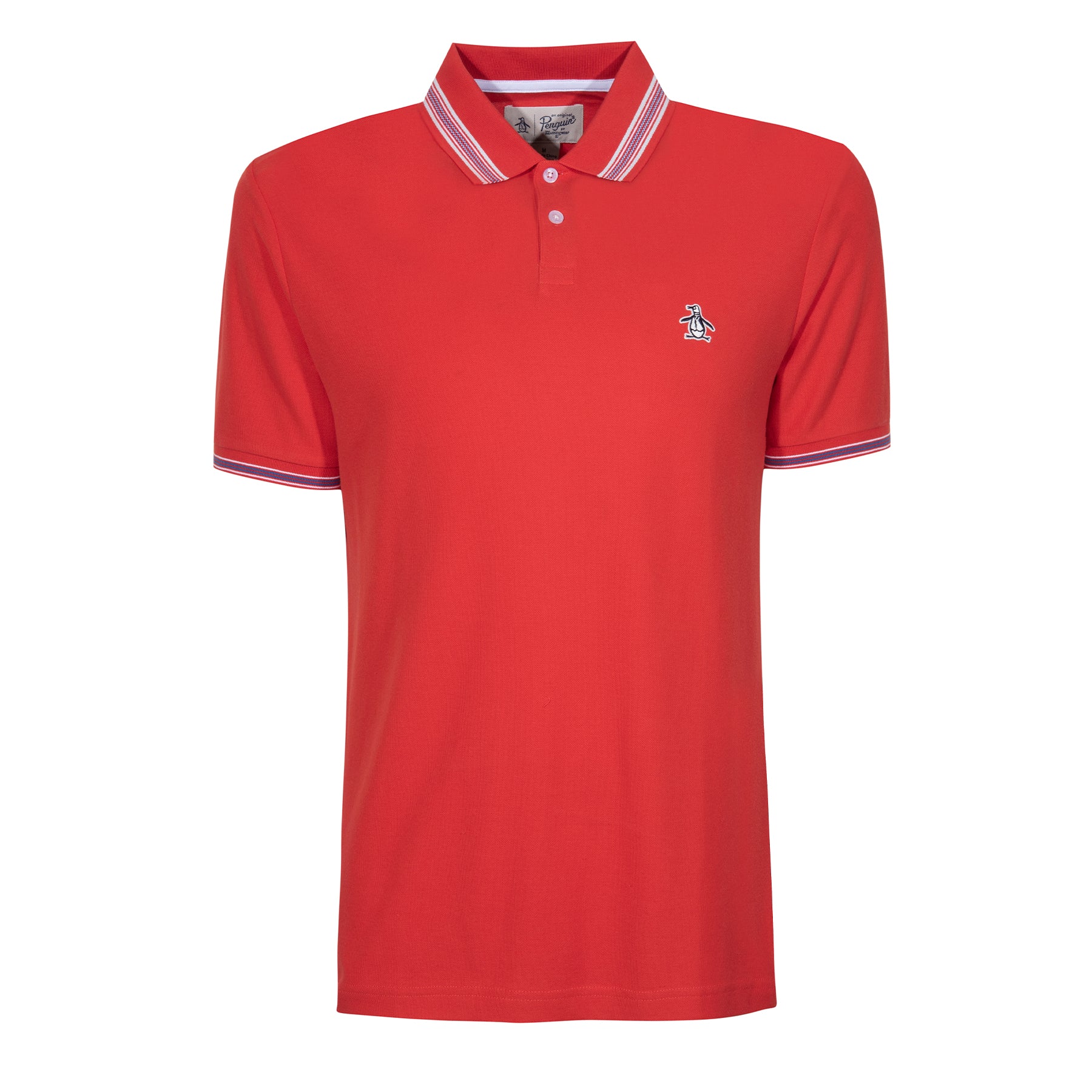 Short Sleeve Cotton Tipped Collar Polo Shirt In Molten Lava | Outlet