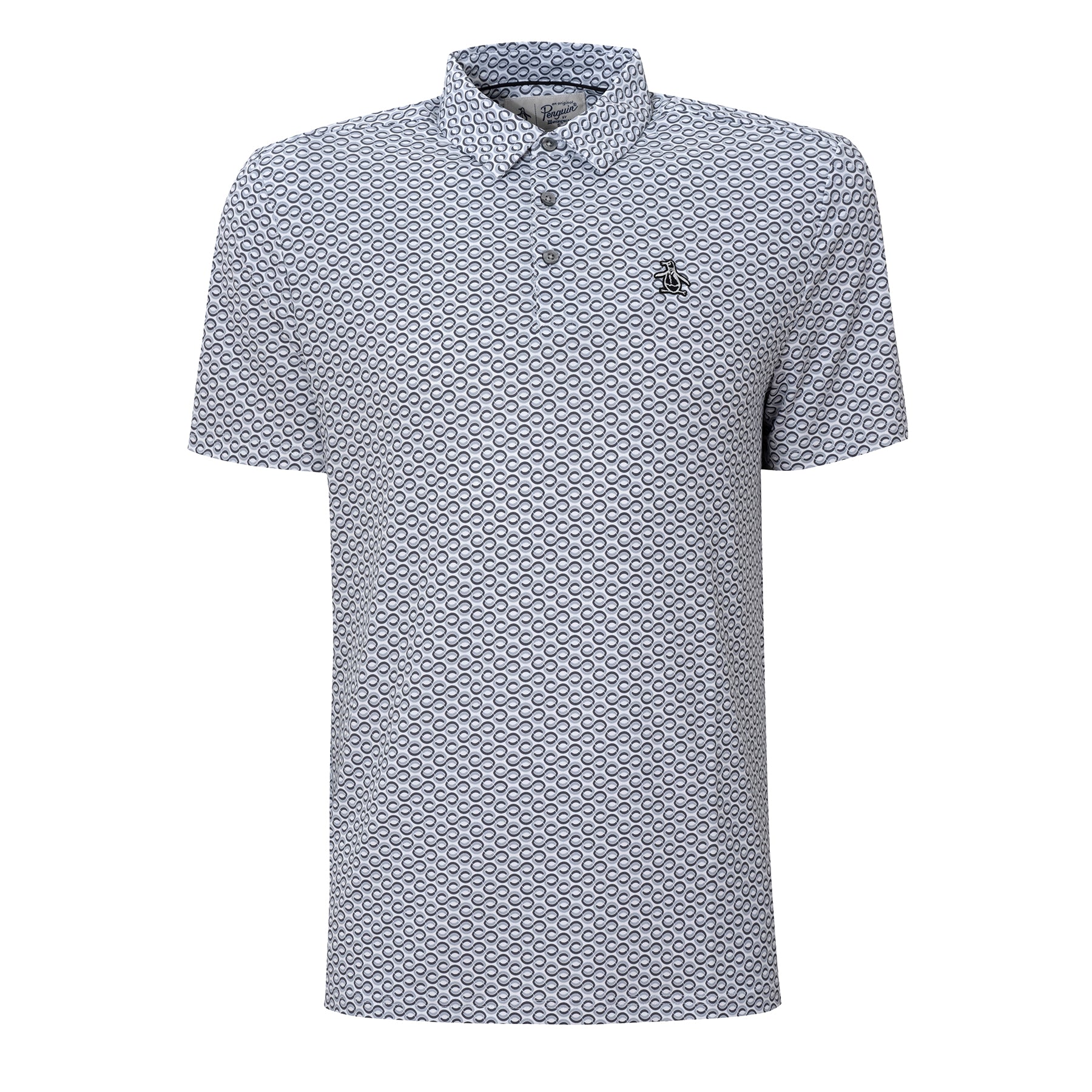 View Geometric Print Short Sleeve Heritage Golf Polo Shirt In Quiet Shade information
