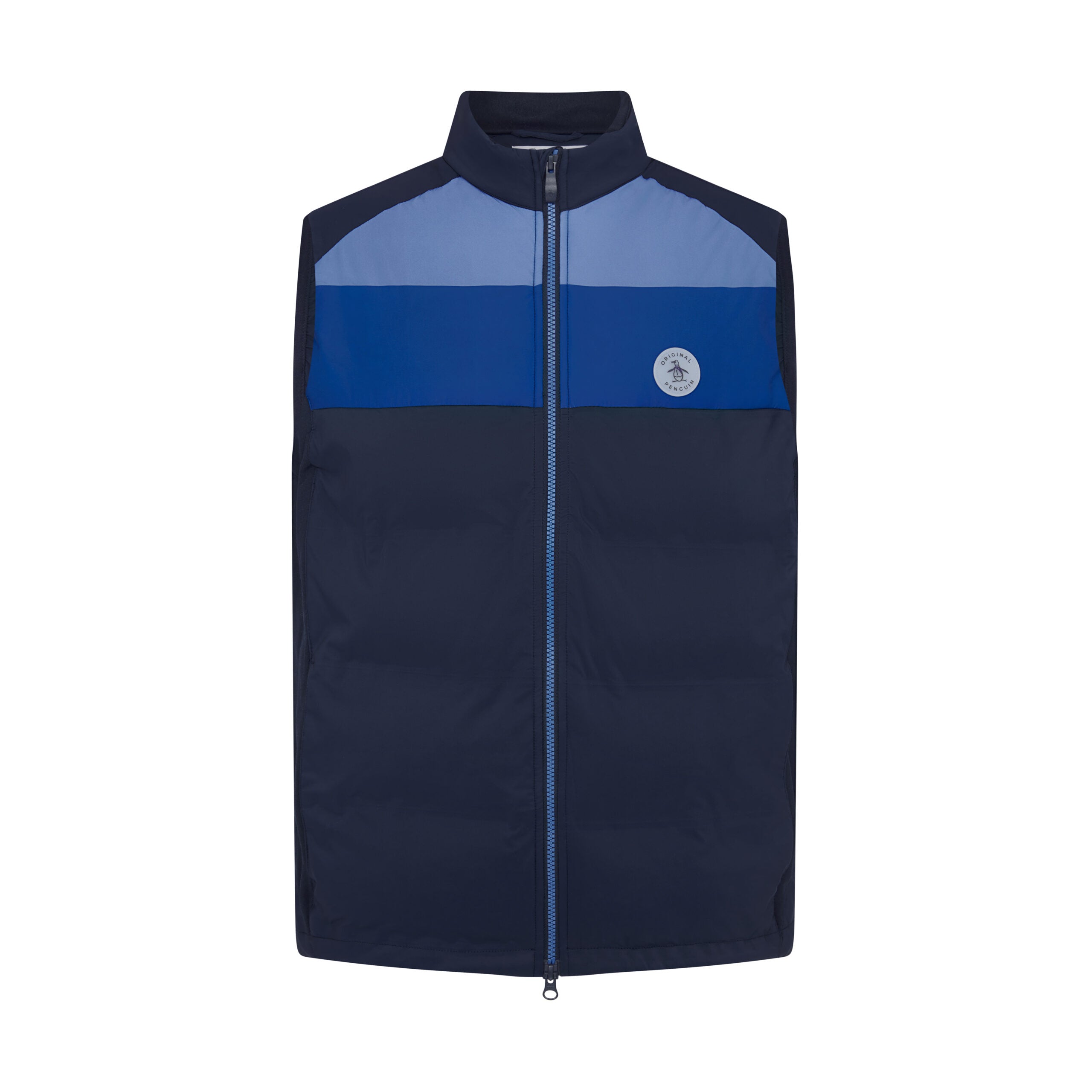 View Original Penguin Lightweight Insulated Golf Gilet In Black Iris Blue Mens information