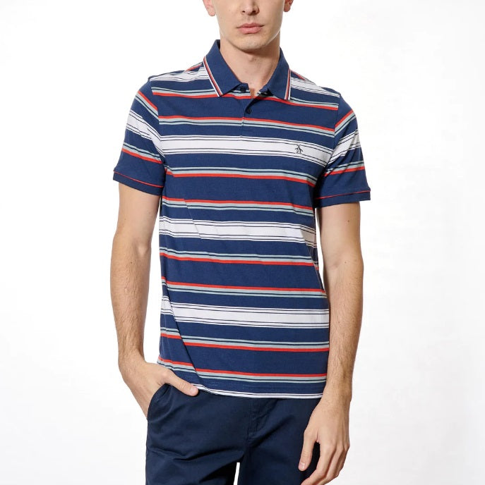 Striped Polo Shirt In Dress Blues