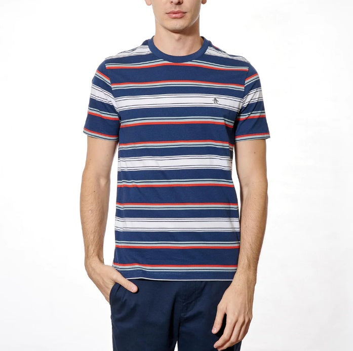 View Slim Fit Jersey Striped TShirt In Dress Blues information