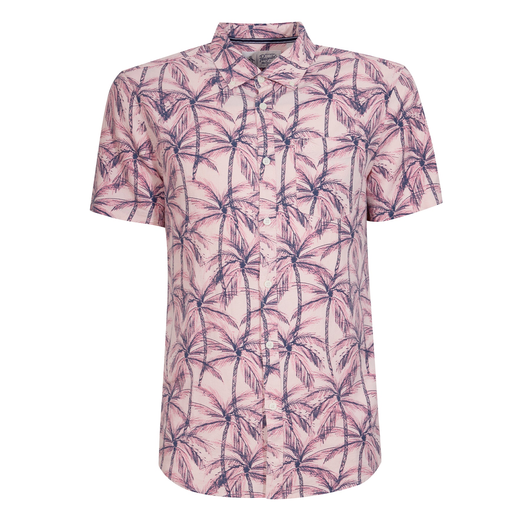 View Ecovero Blend Palms Print Short Sleeve Shirt In Pink Dogwood information
