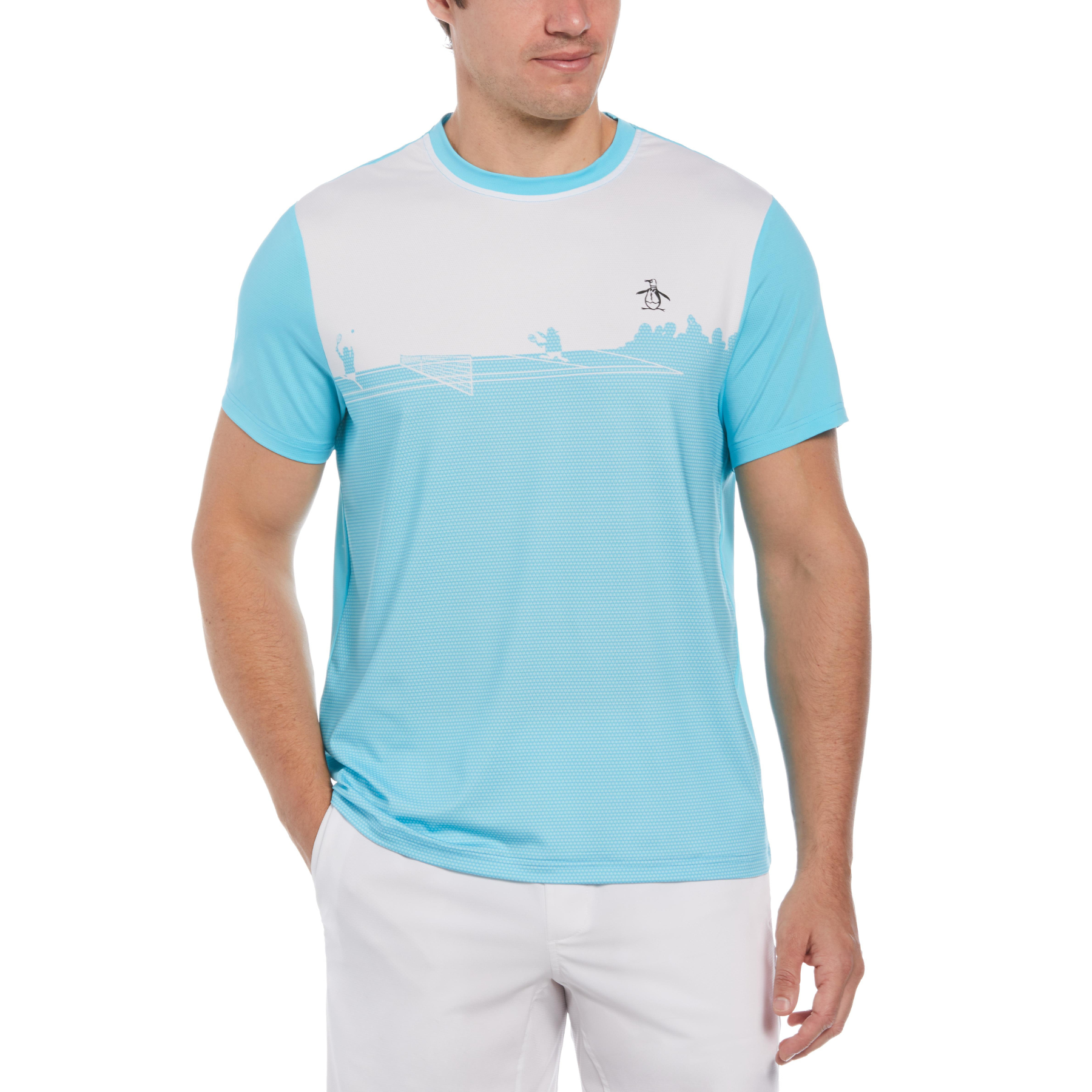 View Outlined Pete Performance Short Sleeve Tennis TShirt In Blue Atoll information