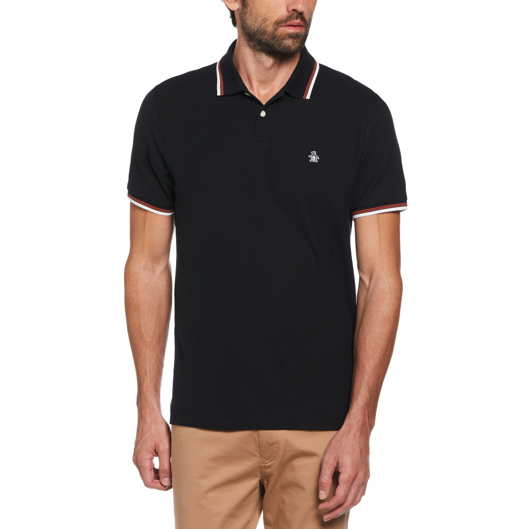 View Sticker Pete Organic Cotton Polo Shirt In True BlackAmberglow information