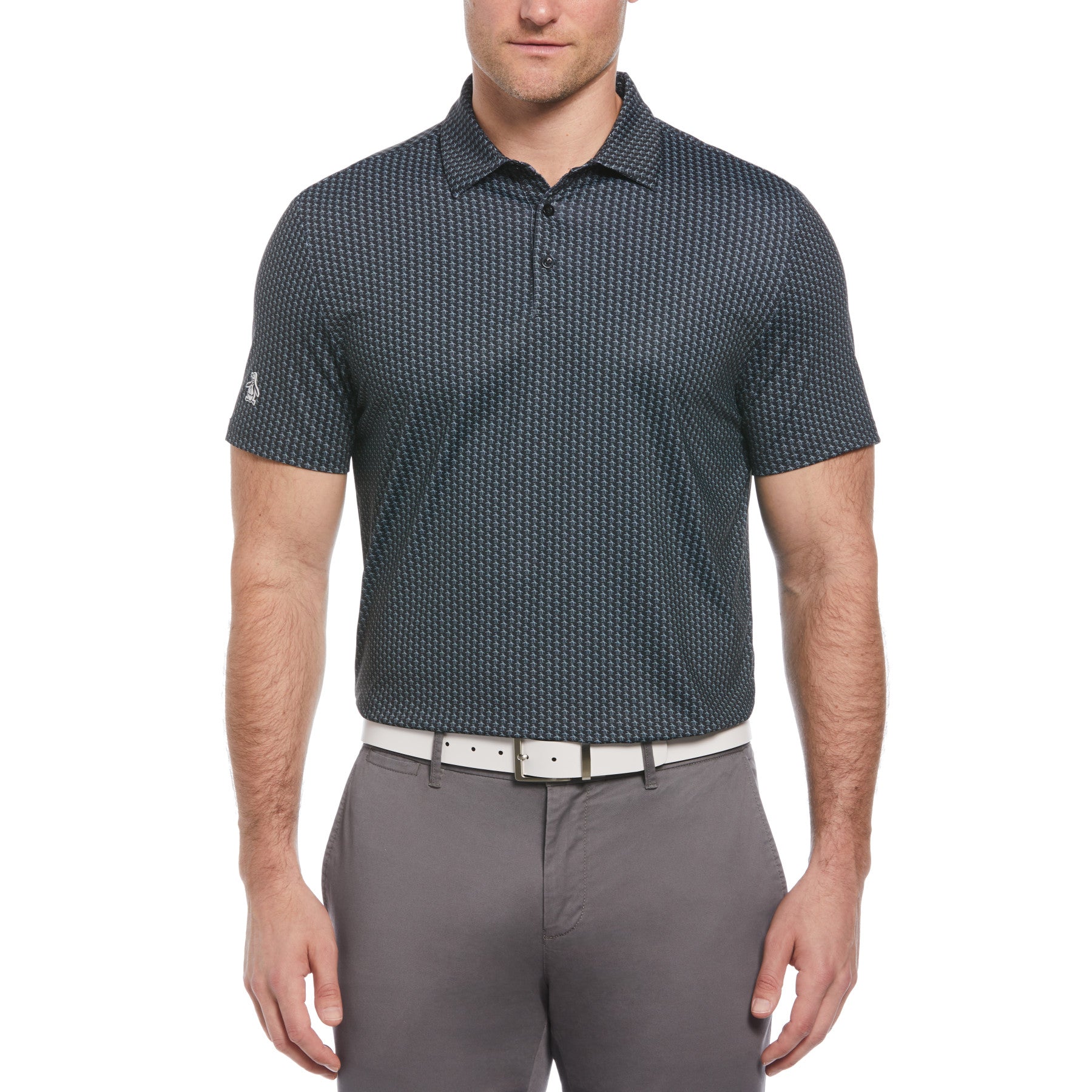 View Allover Pete Print Short Sleeve Golf Polo Shirt In Caviar information