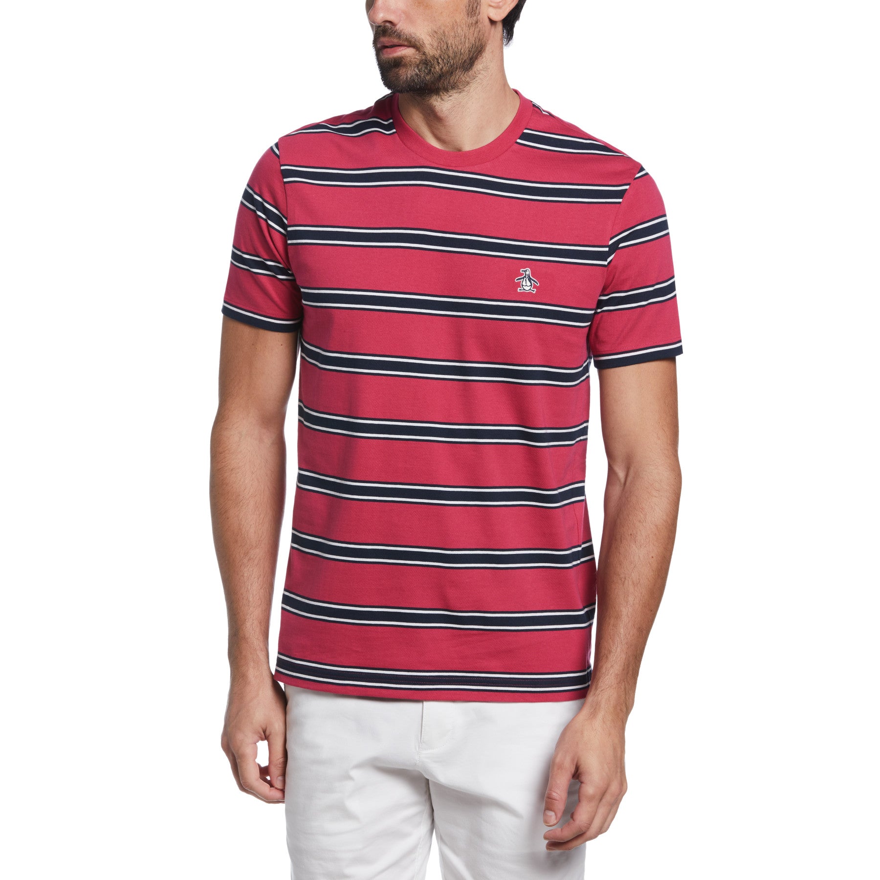 View Auto Stripe Earl Short Sleeve TShirt In Sangria Outlet information