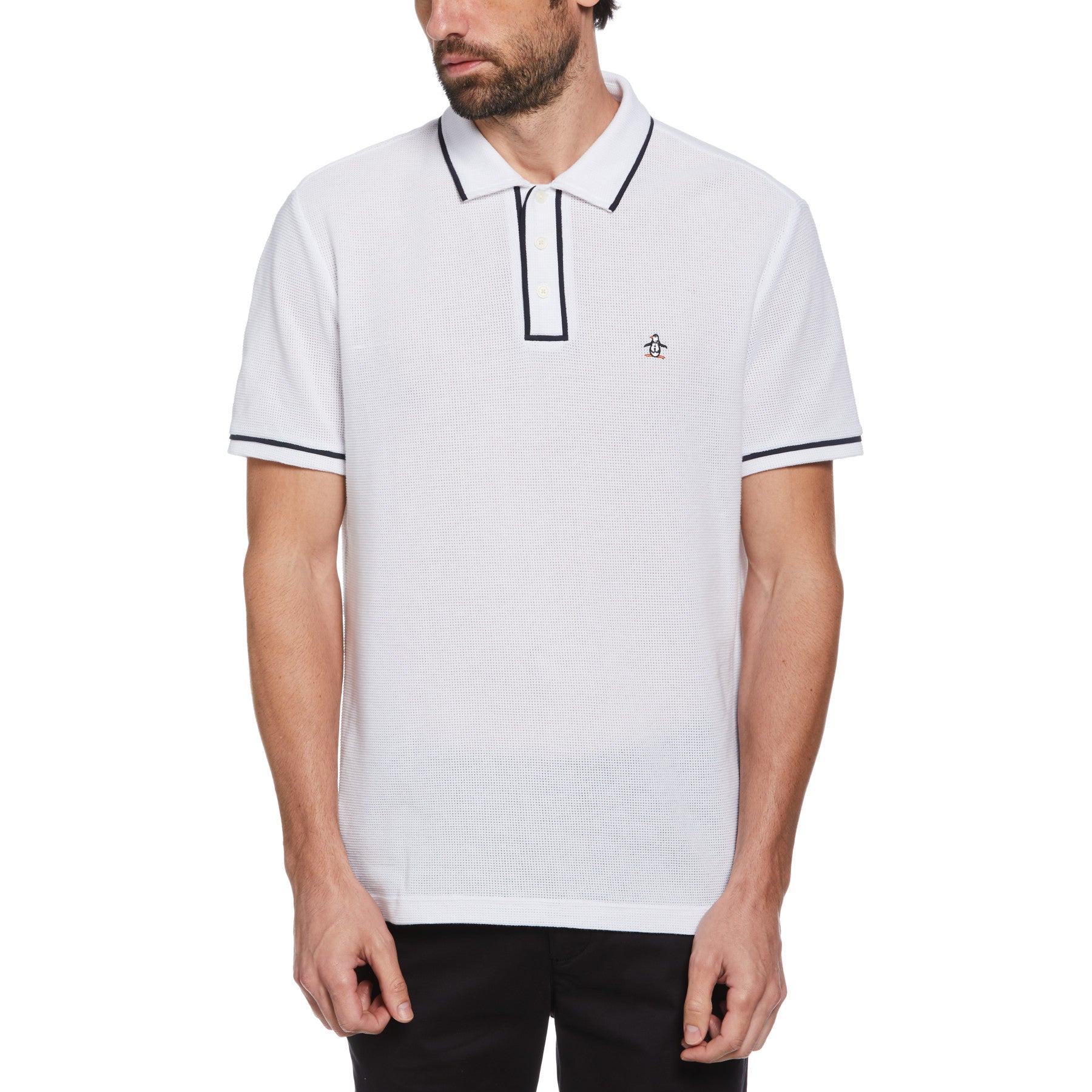 Icons Organic Cotton Bentley Mesh Short Sleeve Polo Shirt In Bright White