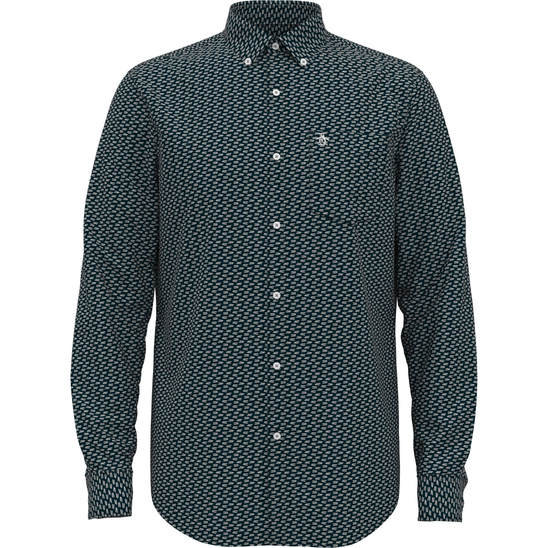 Long Sleeve All Over Print Poplin Shirt In Dark Sapphire