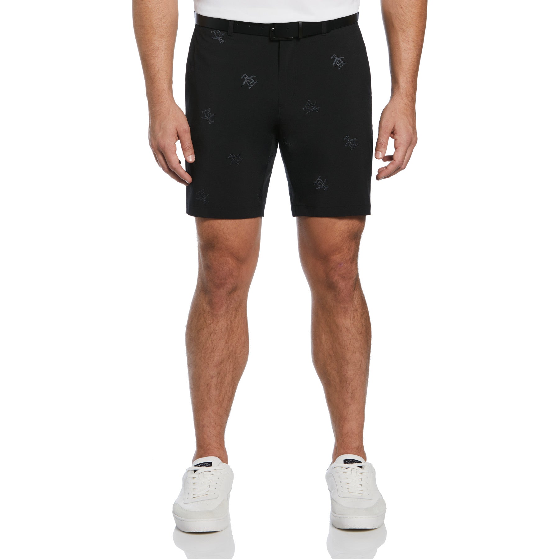 View Pete Embroidered Flat Front Golf Shorts In Caviar information