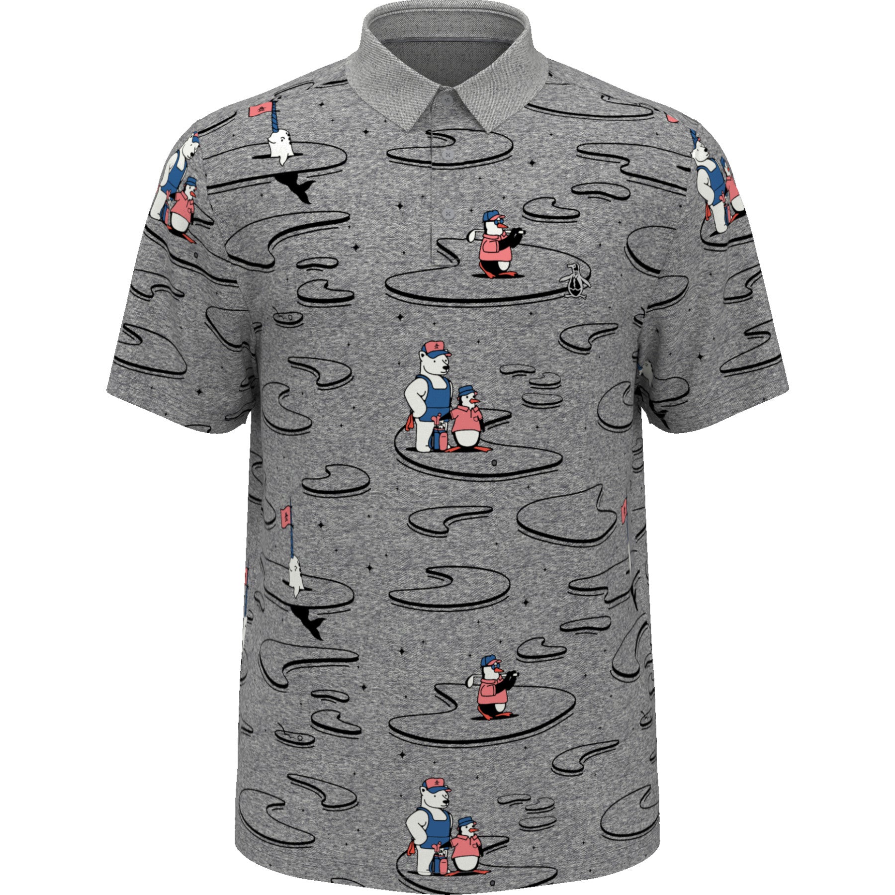 View Oxford Polar Pete Print Golf Polo Shirt In Quiet Shade information