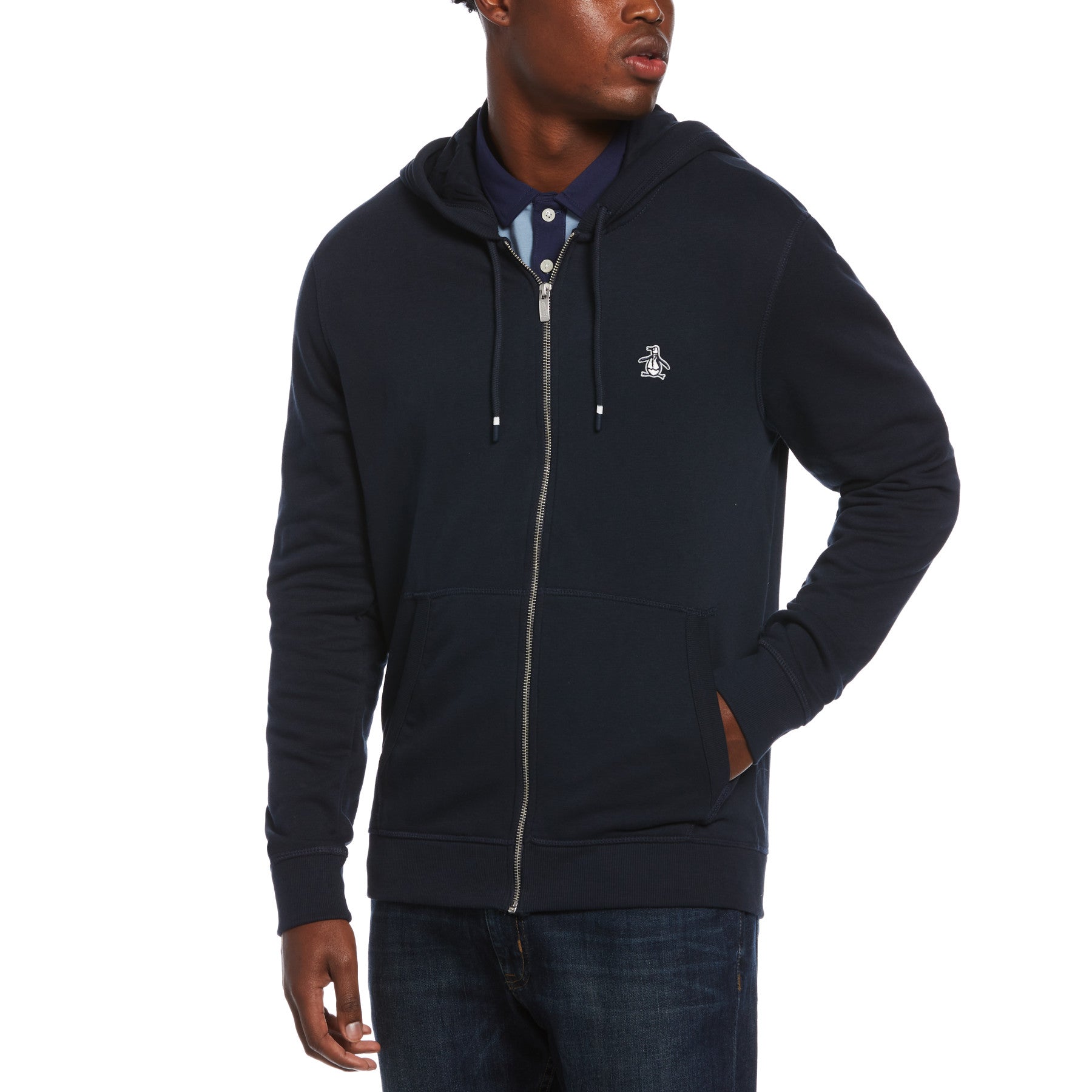 Sticker Pete Full-Zip Fleece Hoodie In Dark Sapphire