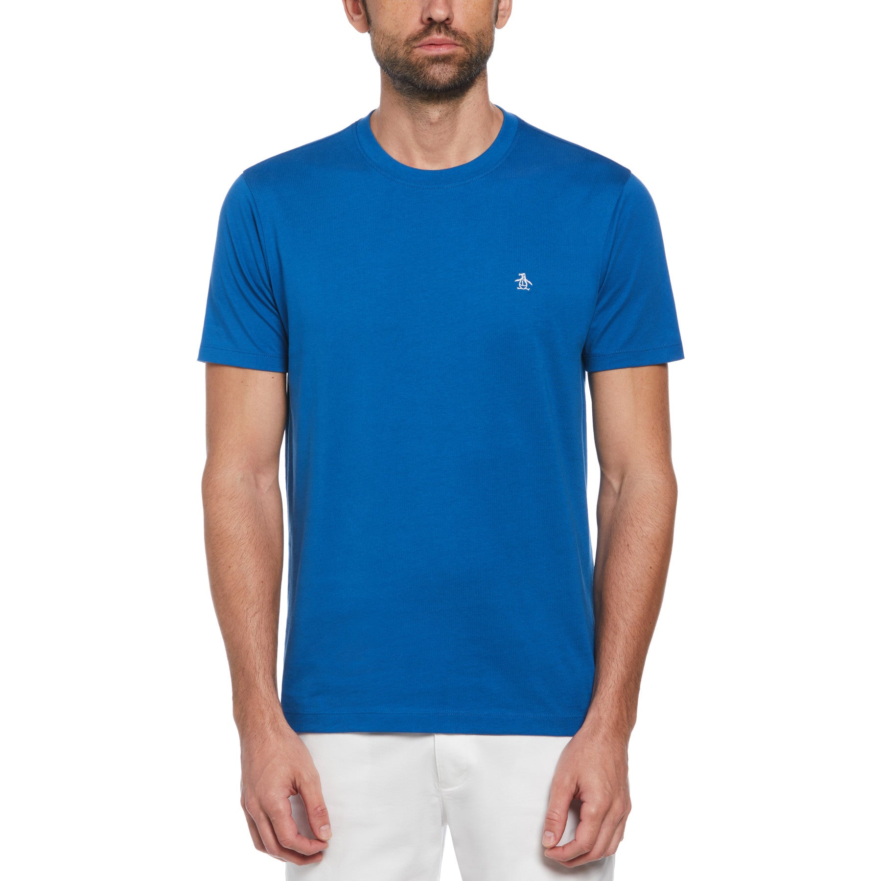 View Pin Point Embroidered Logo Organic Cotton TShirt In Classic Blue information