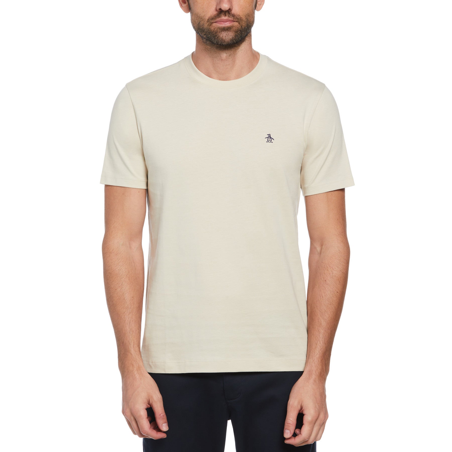 View Pin Point Embroidered Logo Organic Cotton TShirt In Oatmeal information