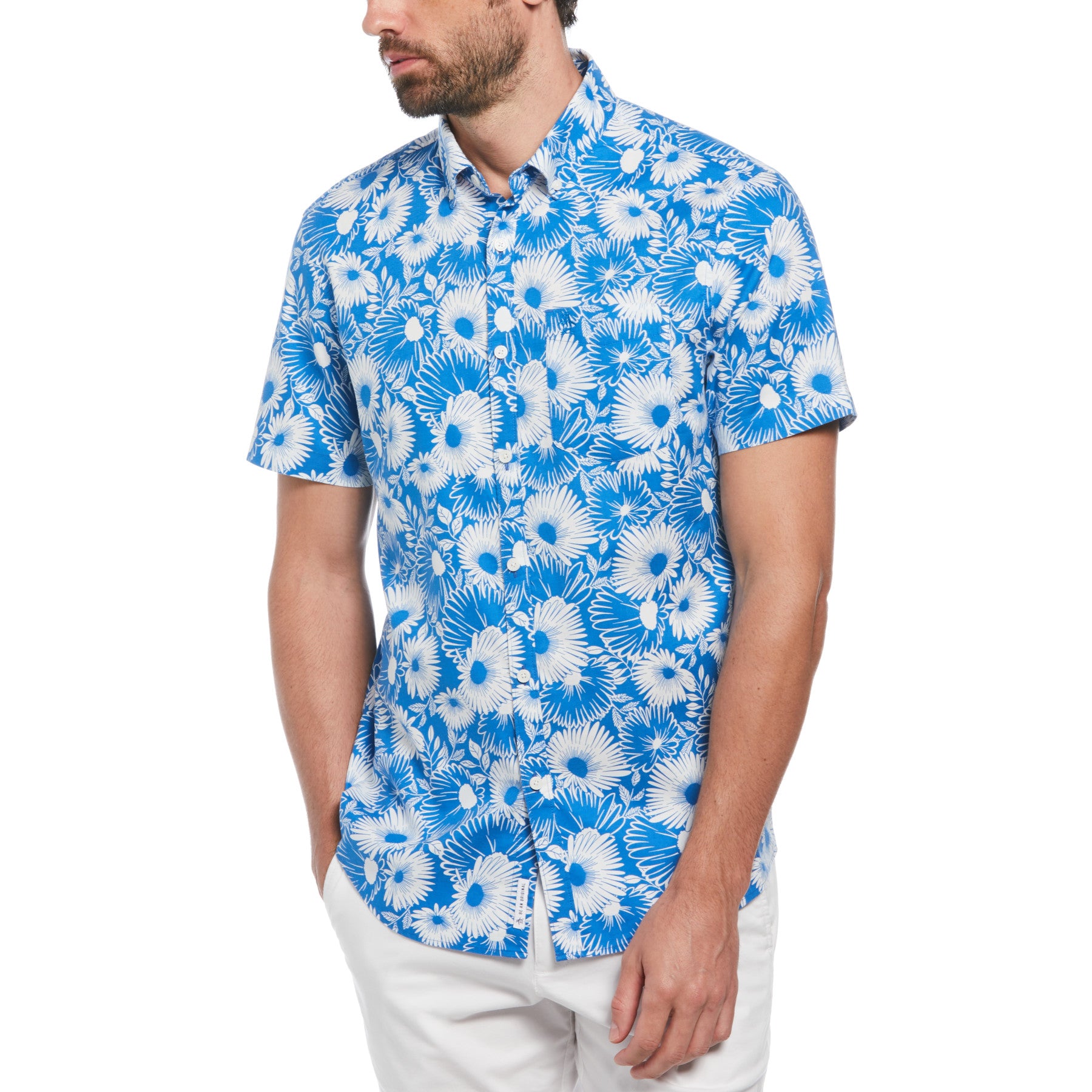 View Ecovero Floral Print Short Sleeve ButtonDown Shirt In Skydiver information